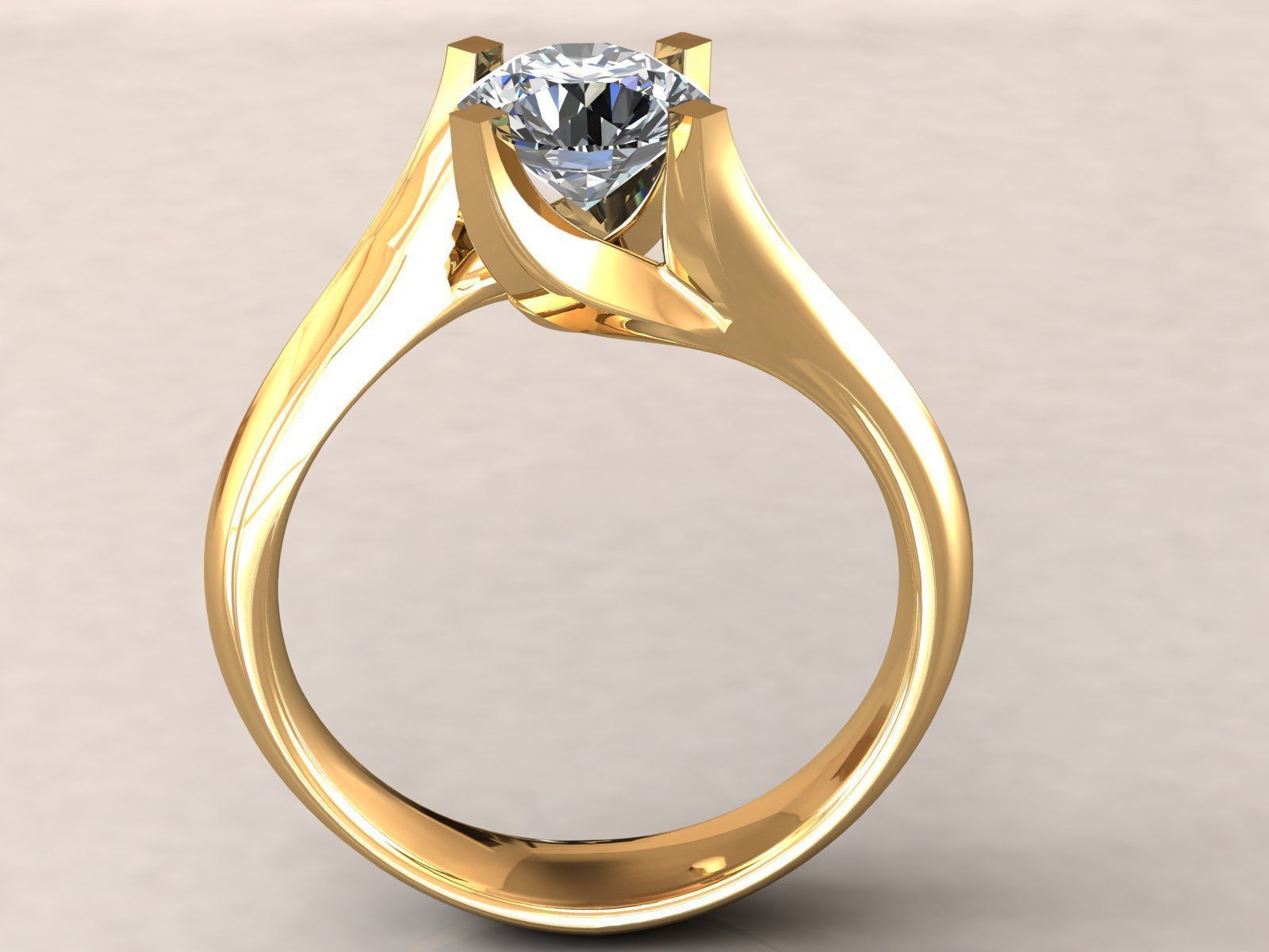 Valentine Solitaire Ring 1ct 3D print model_5