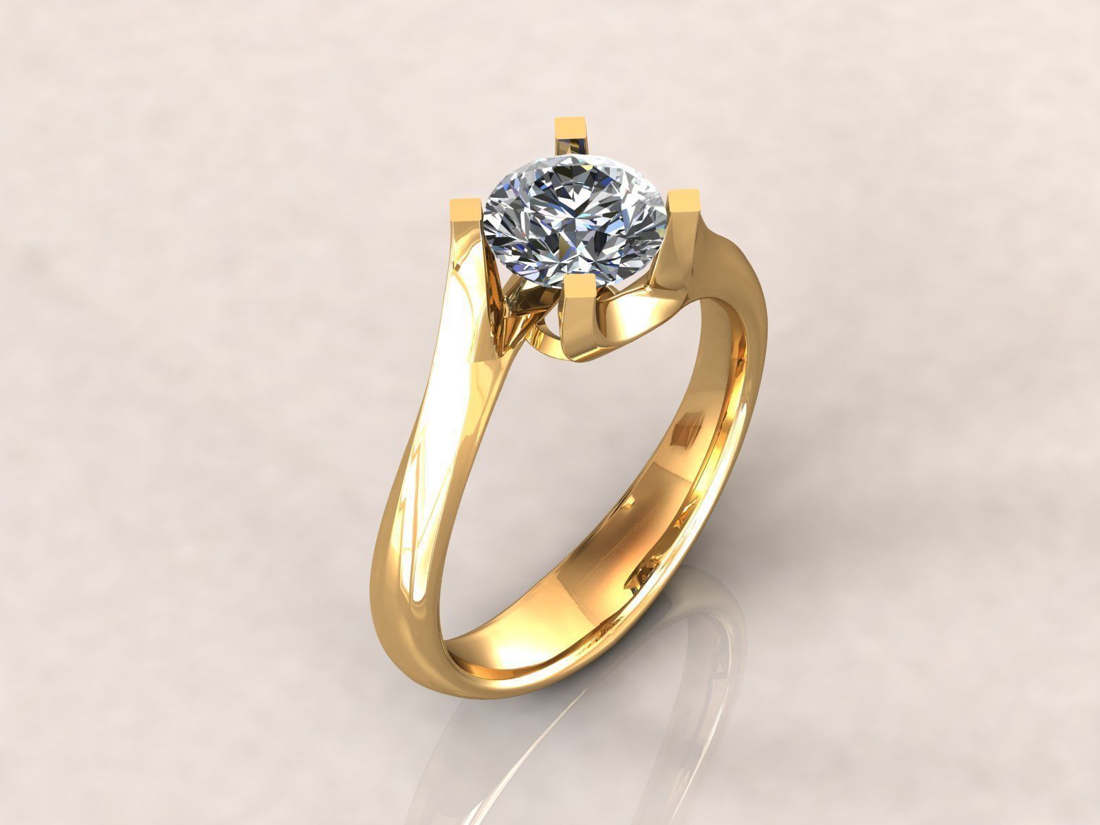 Valentine Solitaire Ring 1ct 3D print model_1