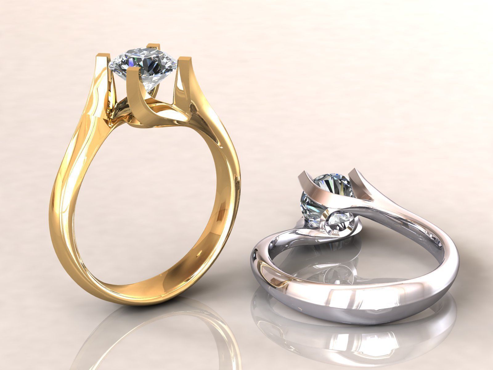 Valentine Solitaire Ring 1ct 3D print model_3