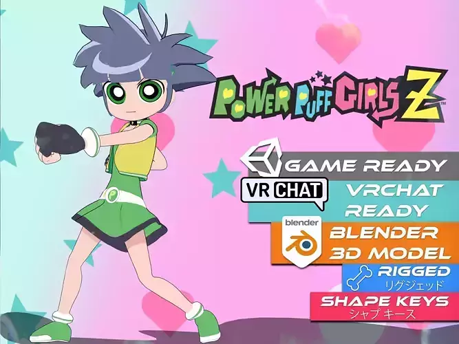 Buttercup - Powerpuff Girls Z - 3D Model VRCHAT - GAMEREADY 