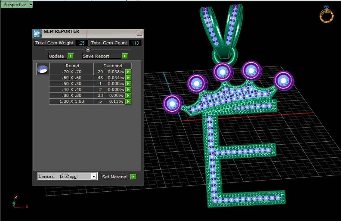 E letter pendant 3D print model_4