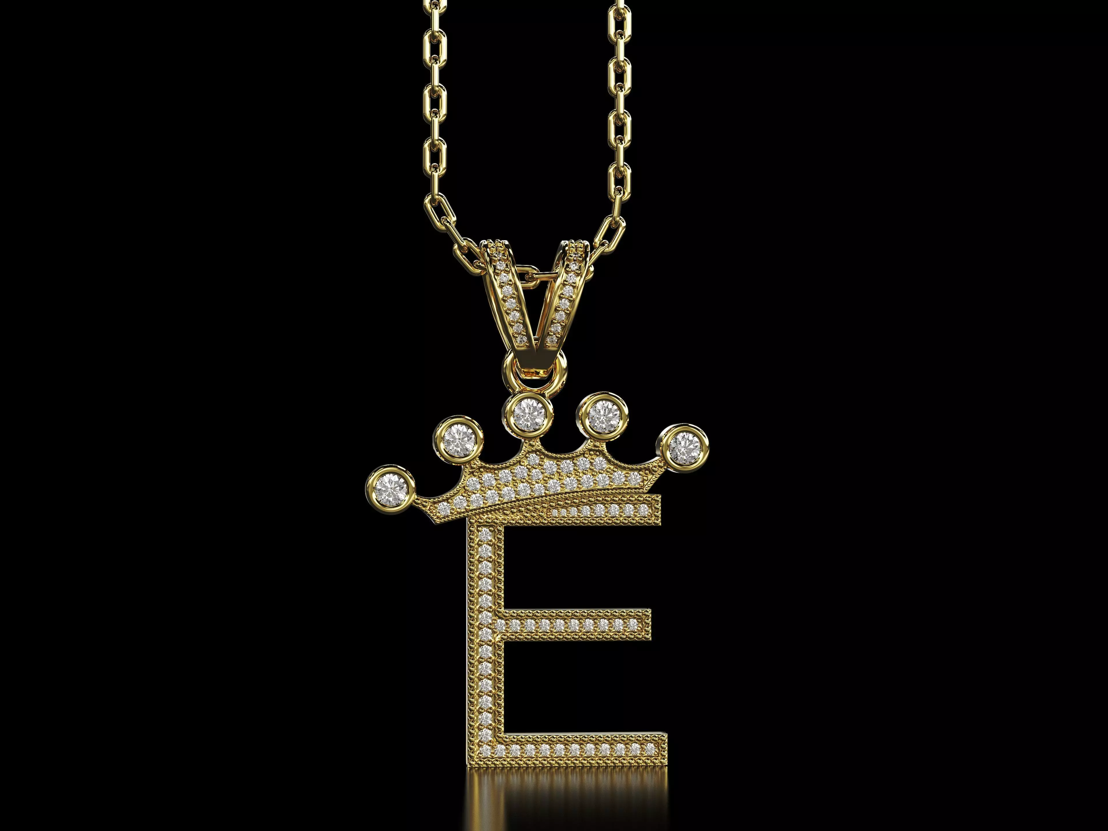 E letter pendant 3D print model_0