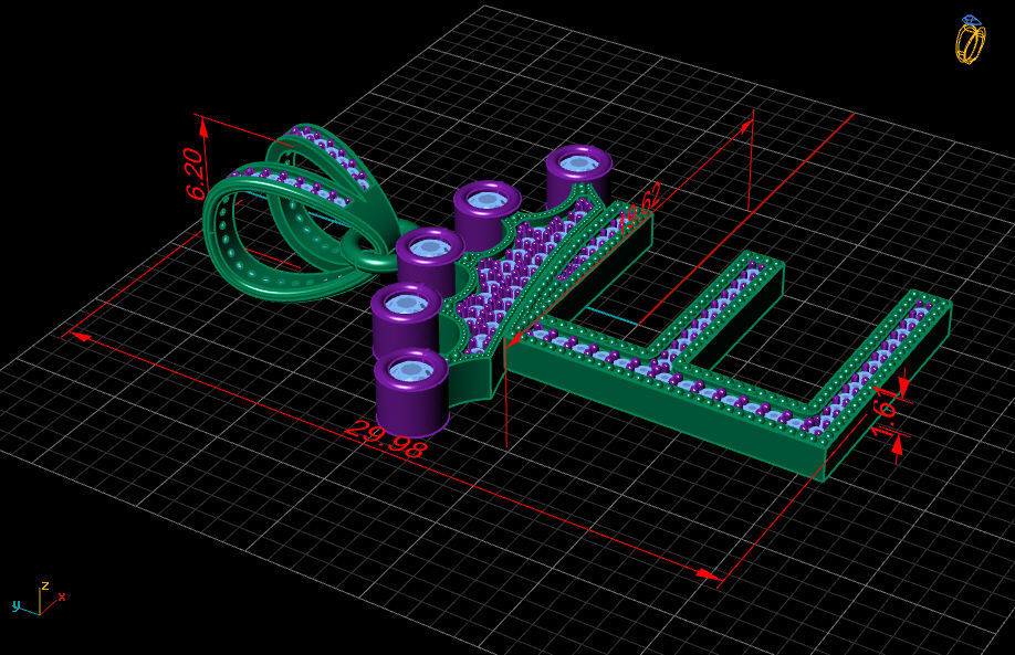 E letter pendant 3D print model_6