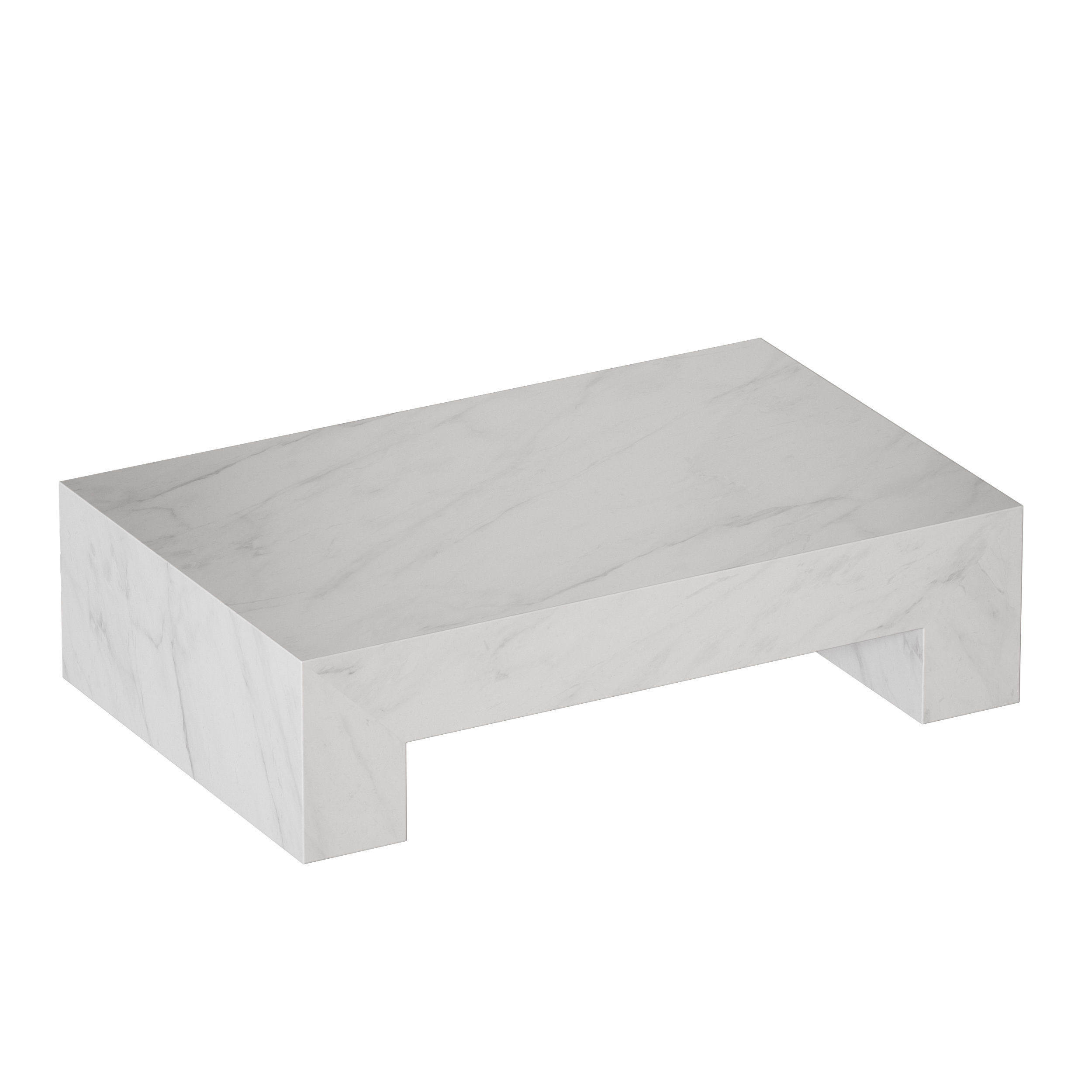 Paramount Gray and White Marble Coffee Table Crate and Barrel 3D model_3