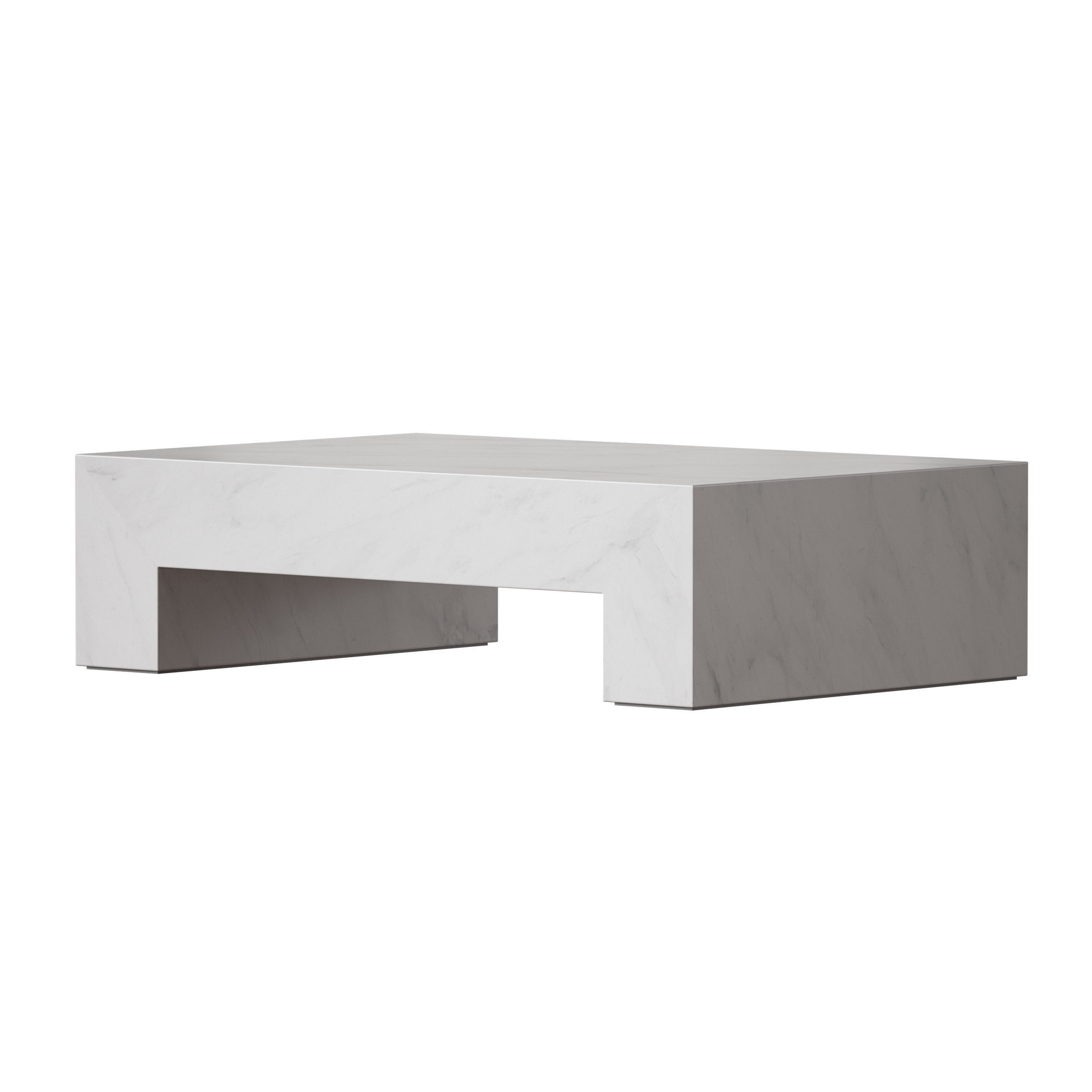 Paramount Gray and White Marble Coffee Table Crate and Barrel 3D model_8