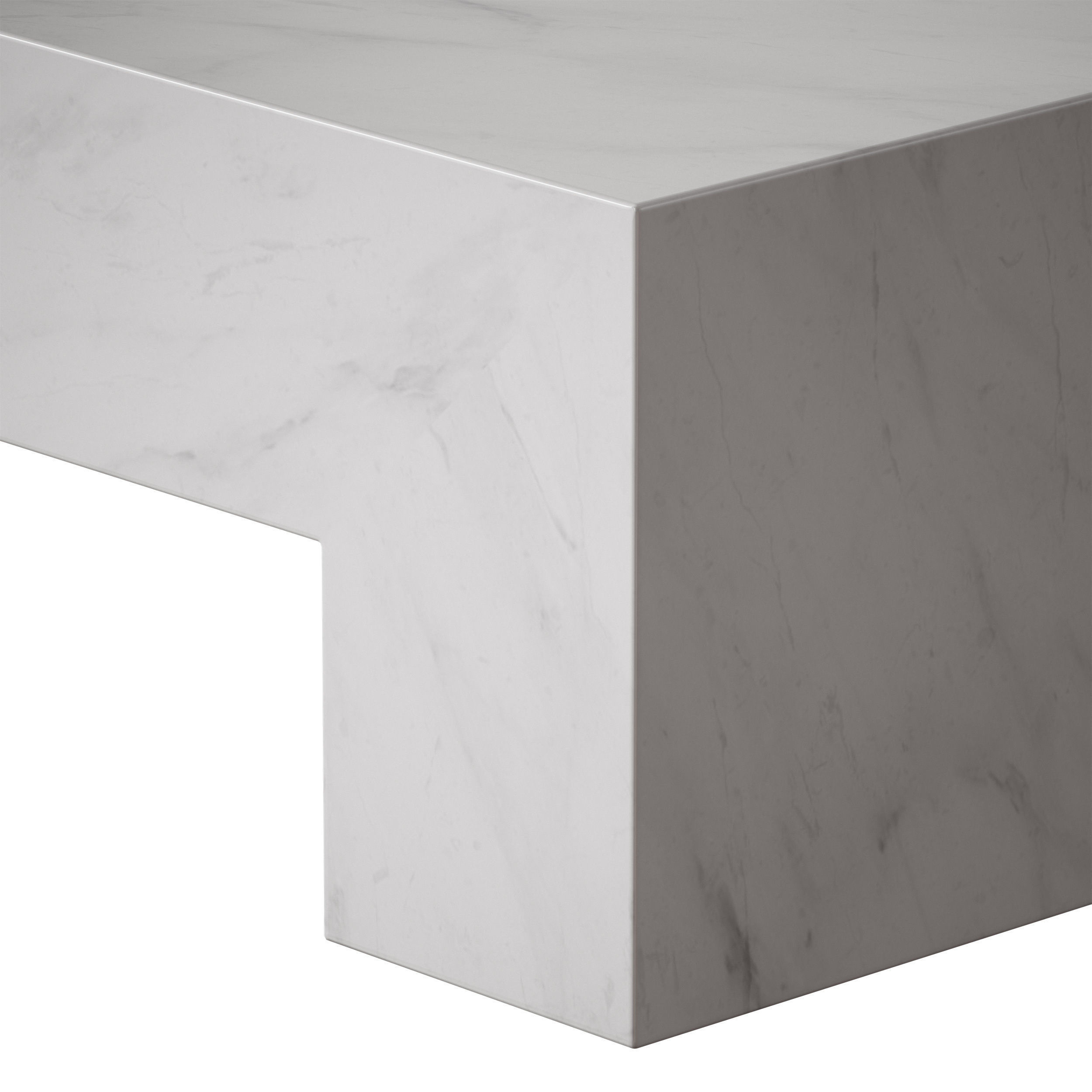 Paramount Gray and White Marble Coffee Table Crate and Barrel 3D model_11