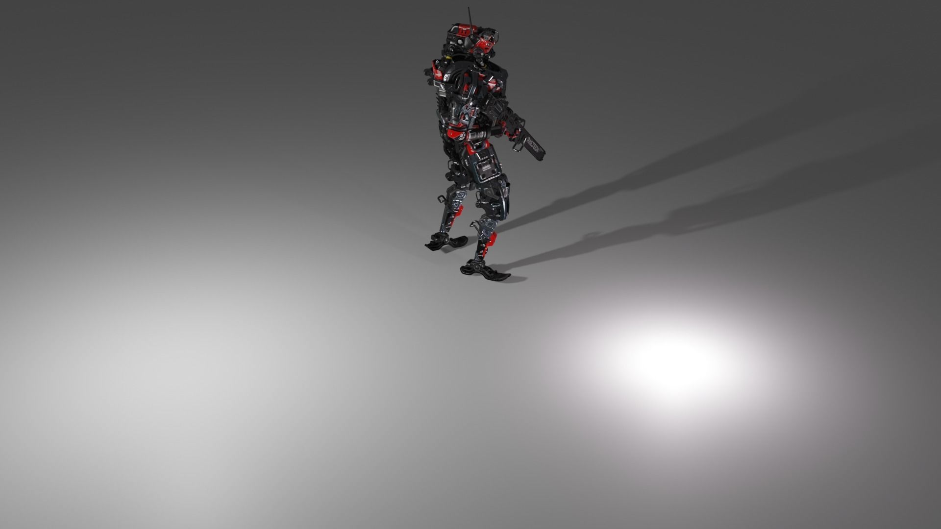 Futuristic Combat Robot with Rifle 3D model_4