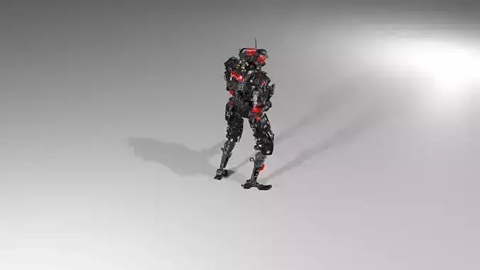 Futuristic Combat Robot with Rifle 3D model