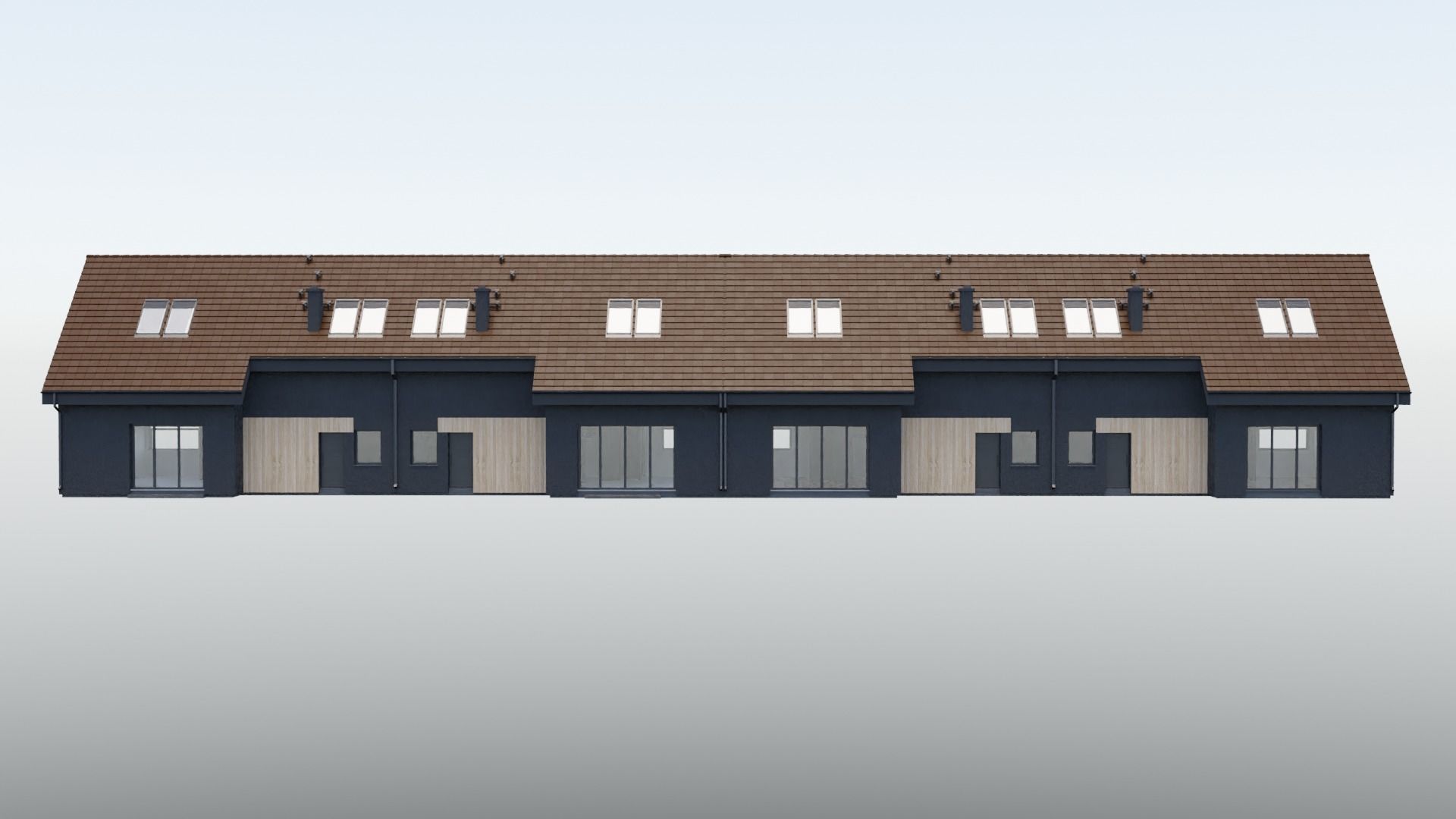 four private houses 3D model_1