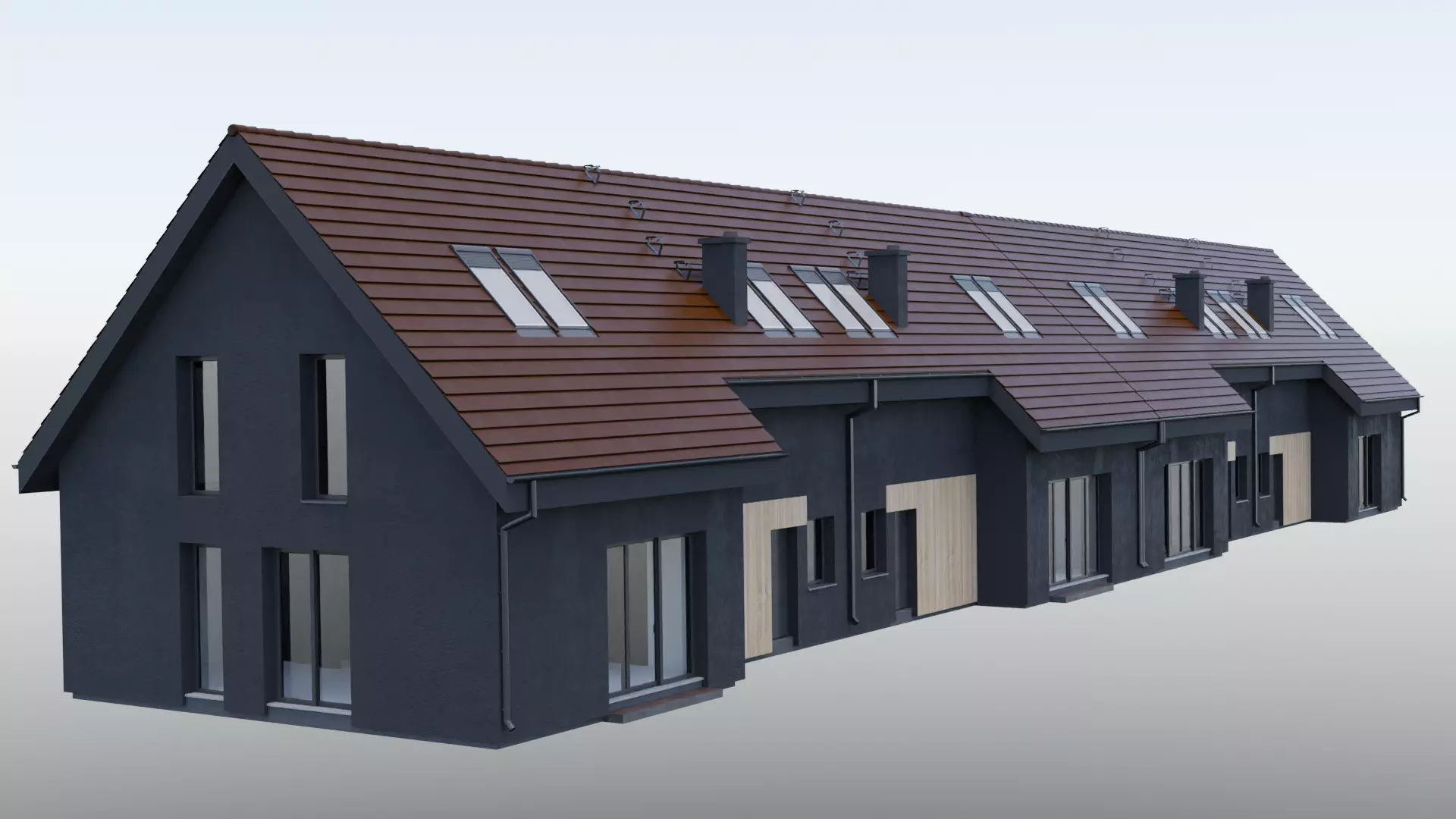 four private houses 3D model_0