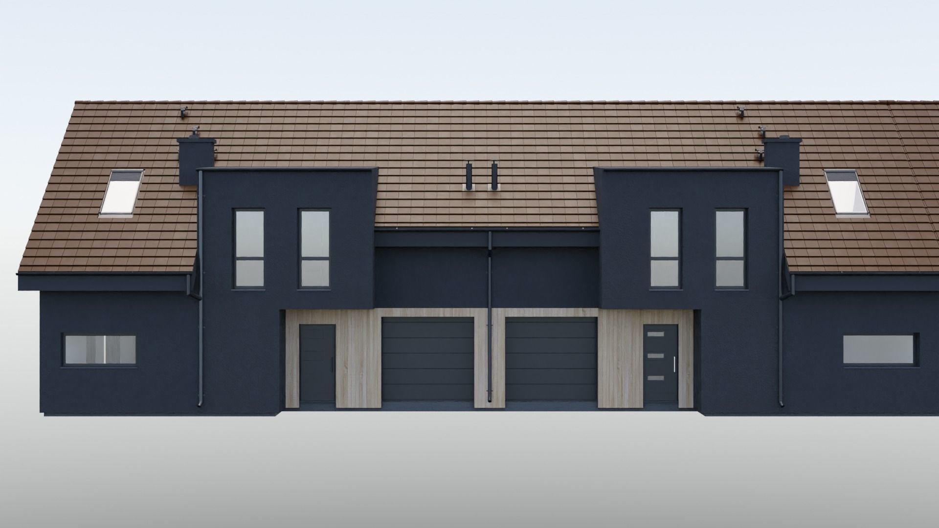 four private houses 3D model_5