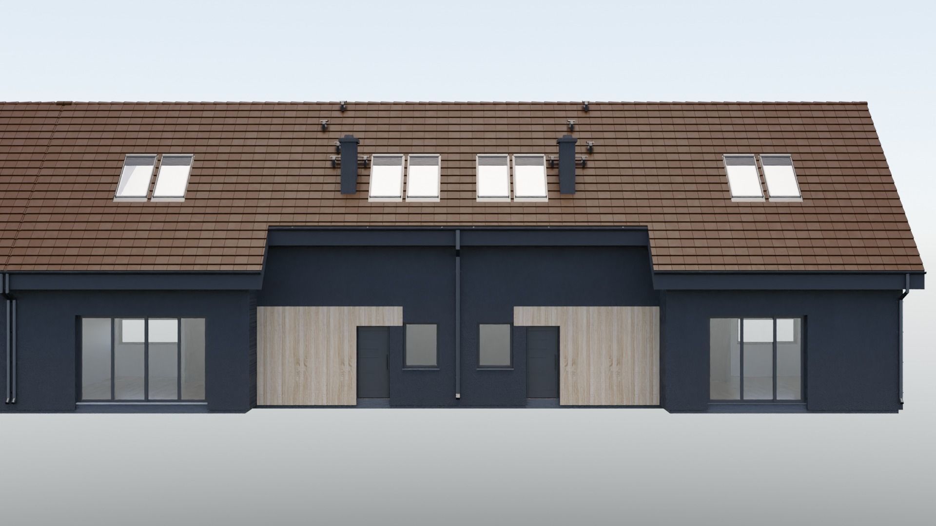 four private houses 3D model_8