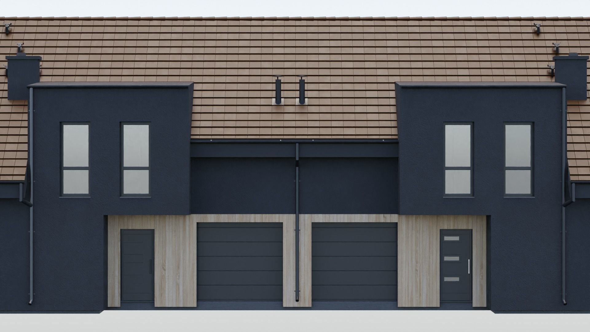 four private houses 3D model_9