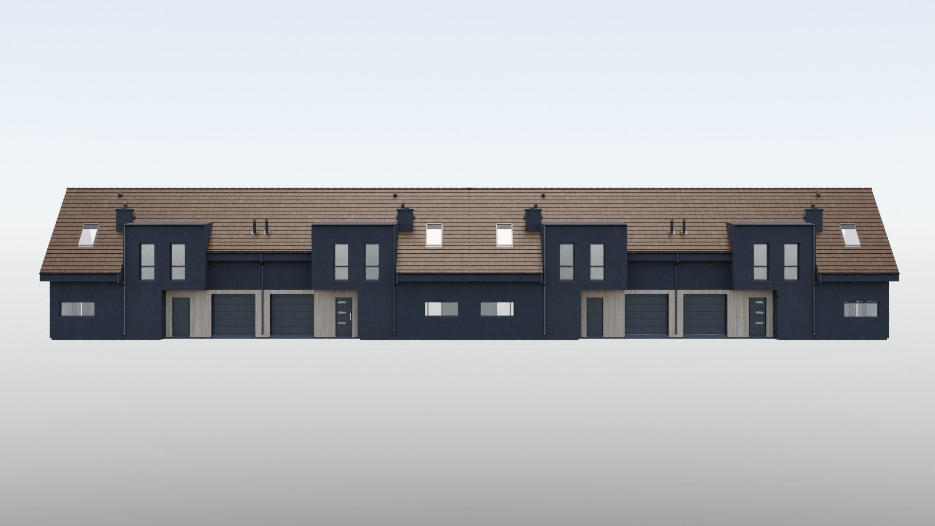 four private houses 3D model_4