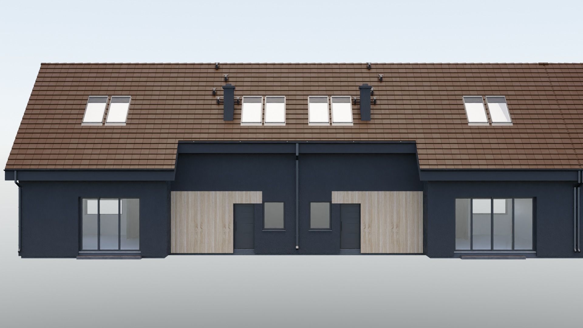 four private houses 3D model_7