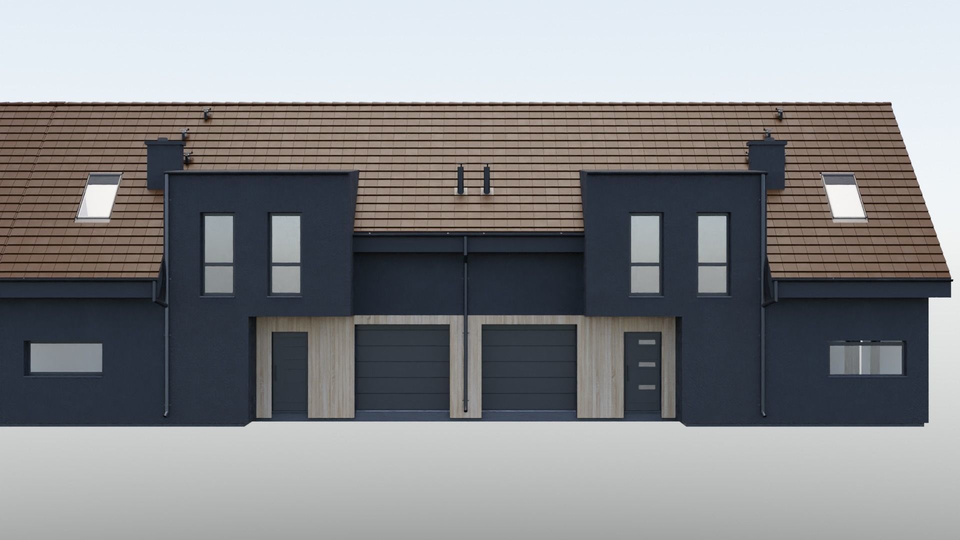 four private houses 3D model_6