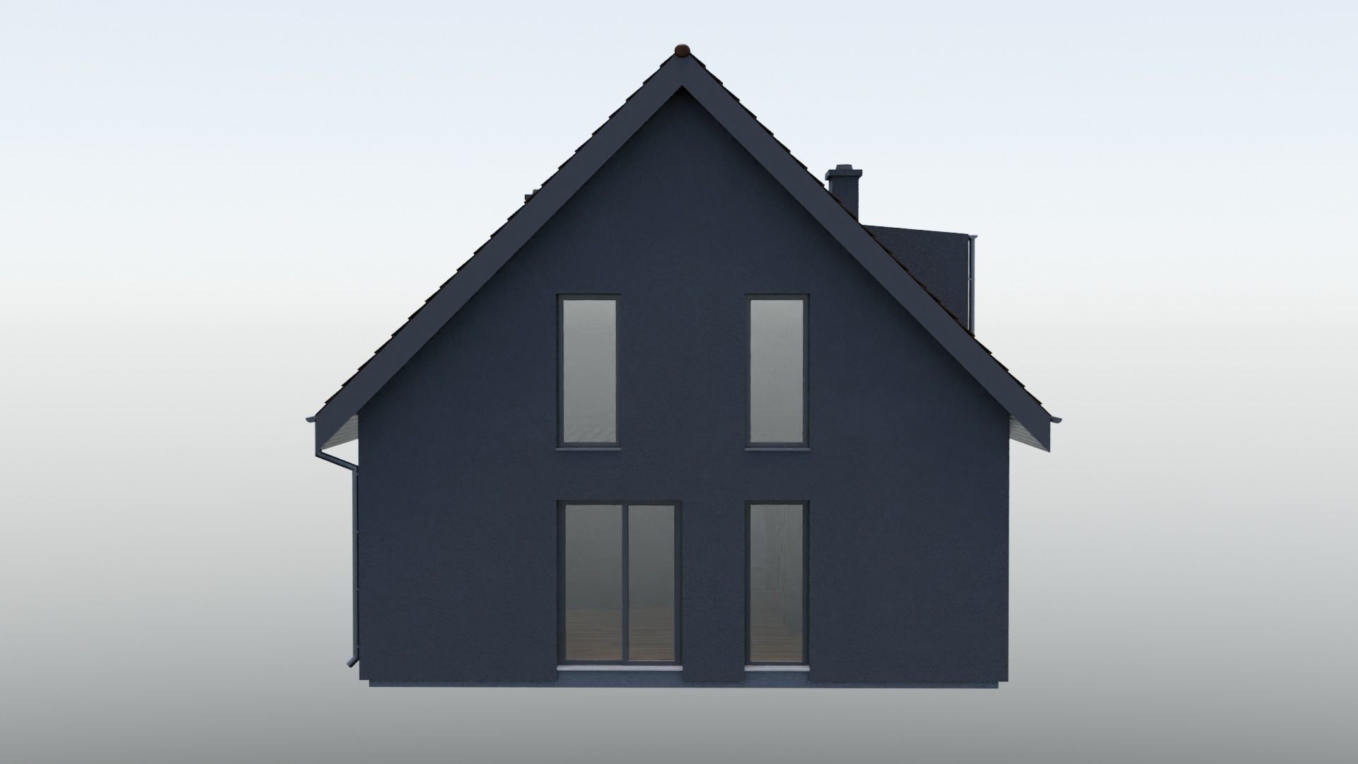 four private houses 3D model_2