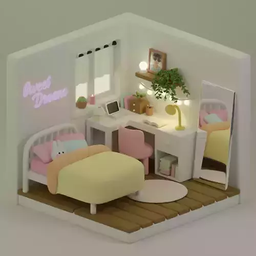 Isometic bedroom 3D