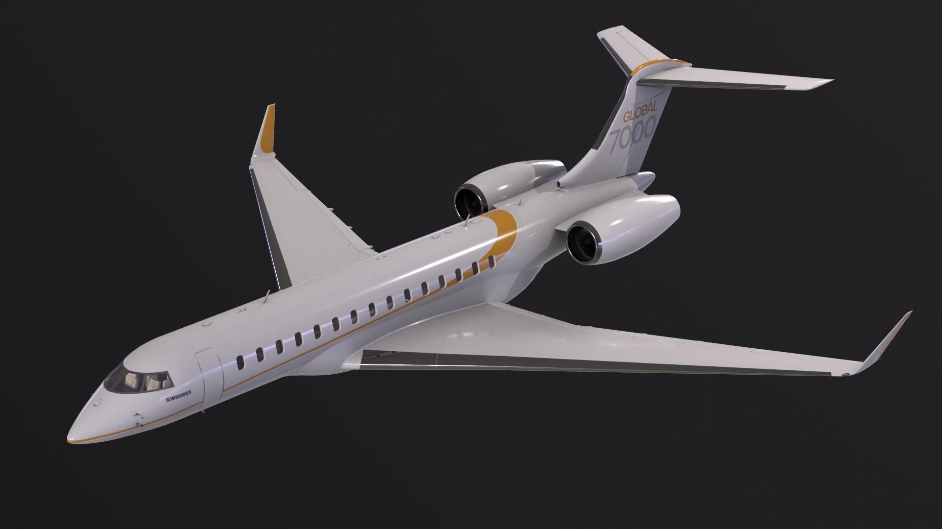 Bombardier global 7000 Low-poly 3D model_3