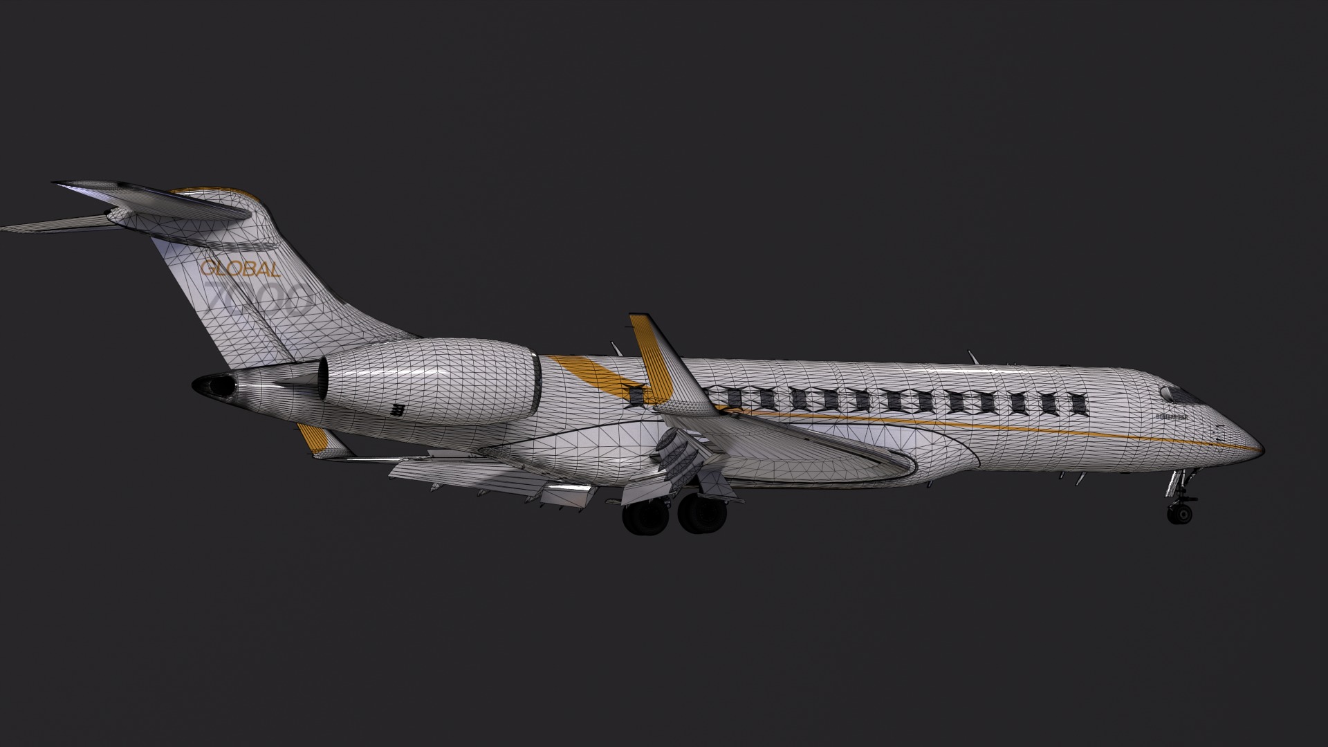Bombardier global 7000 Low-poly 3D model_10