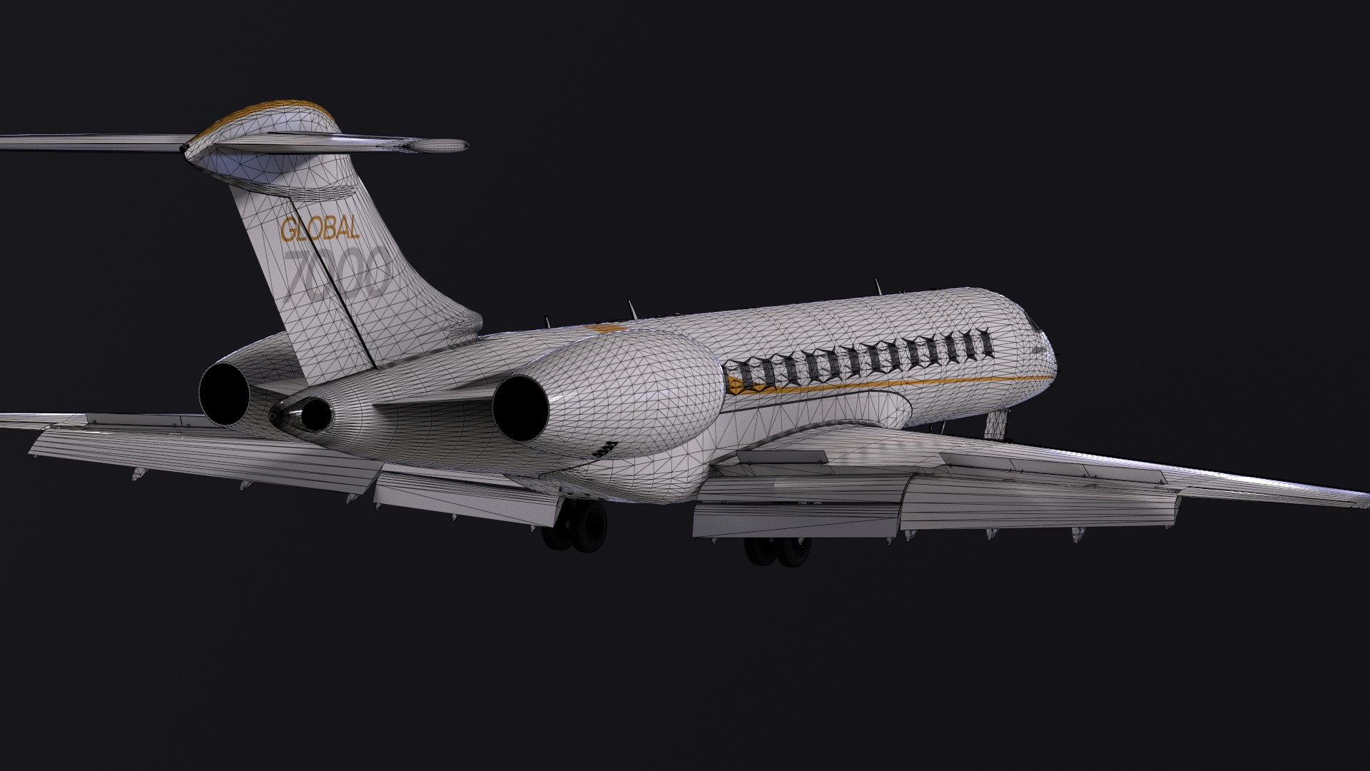 Bombardier global 7000 Low-poly 3D model_7