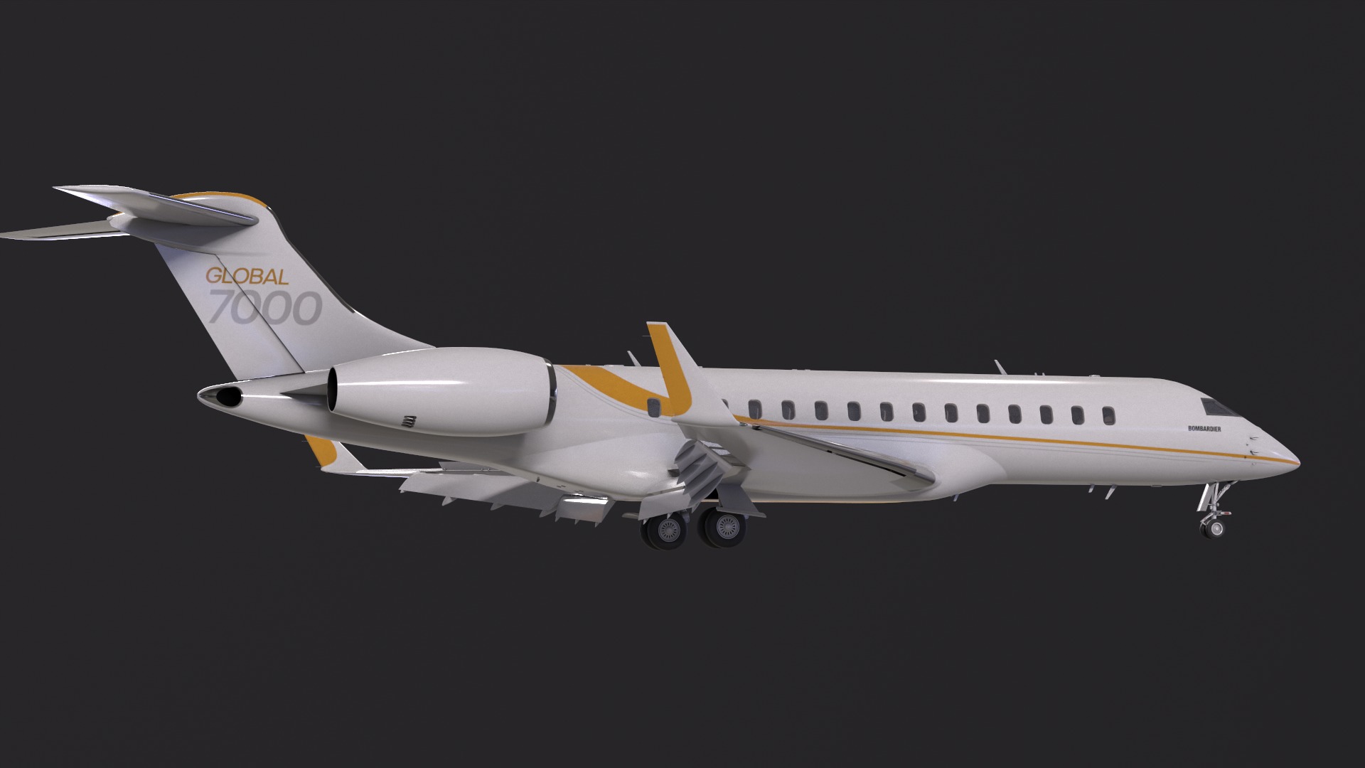 Bombardier global 7000 Low-poly 3D model_9