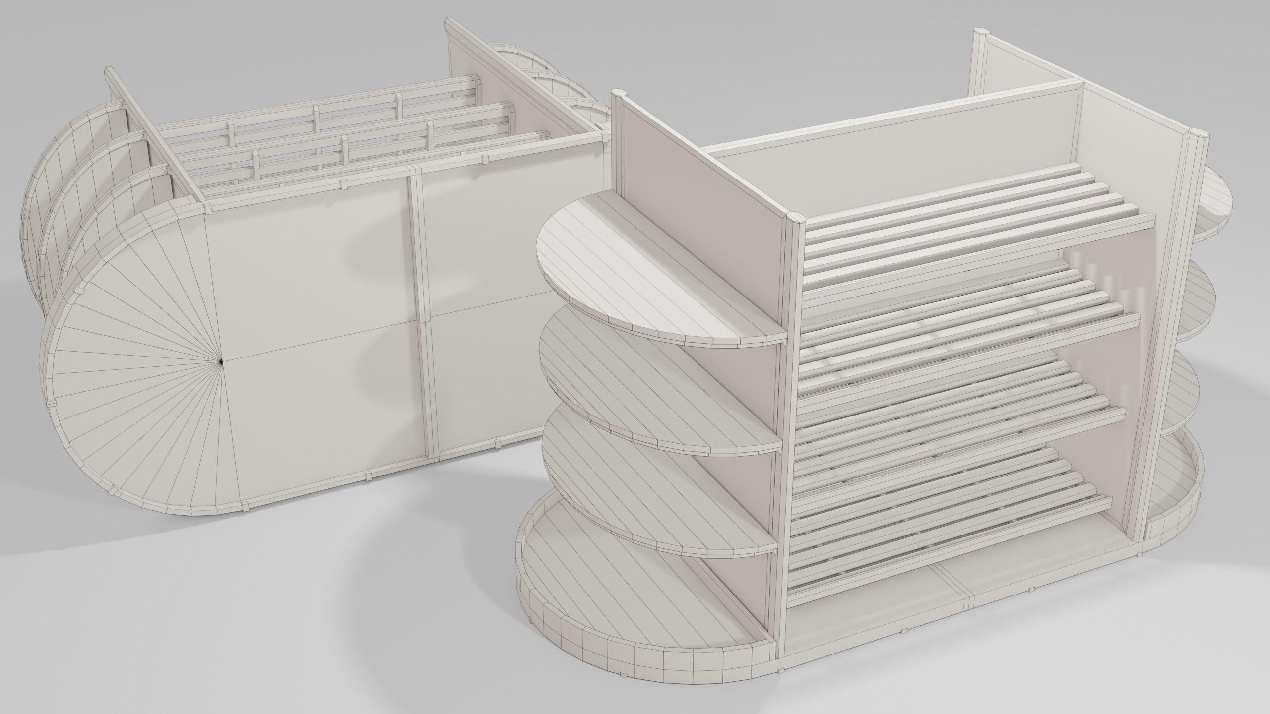 Clean Wood Shelf Low-poly 3D model_9
