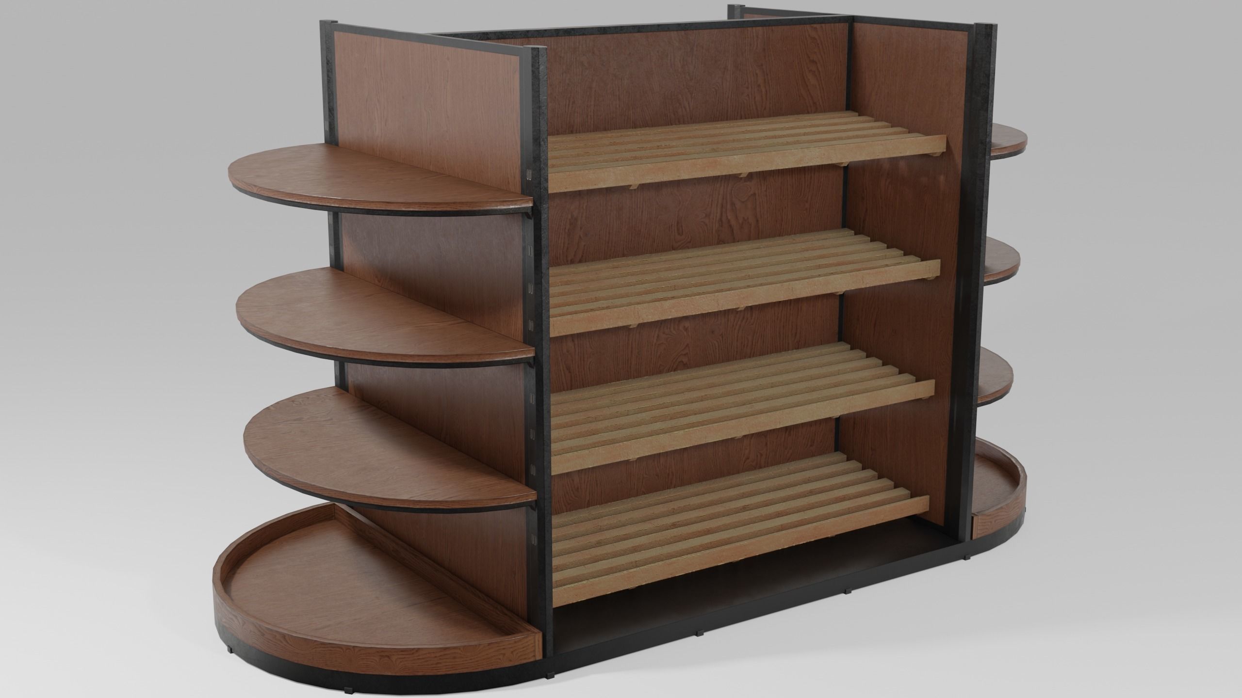 Clean Wood Shelf Low-poly 3D model_3