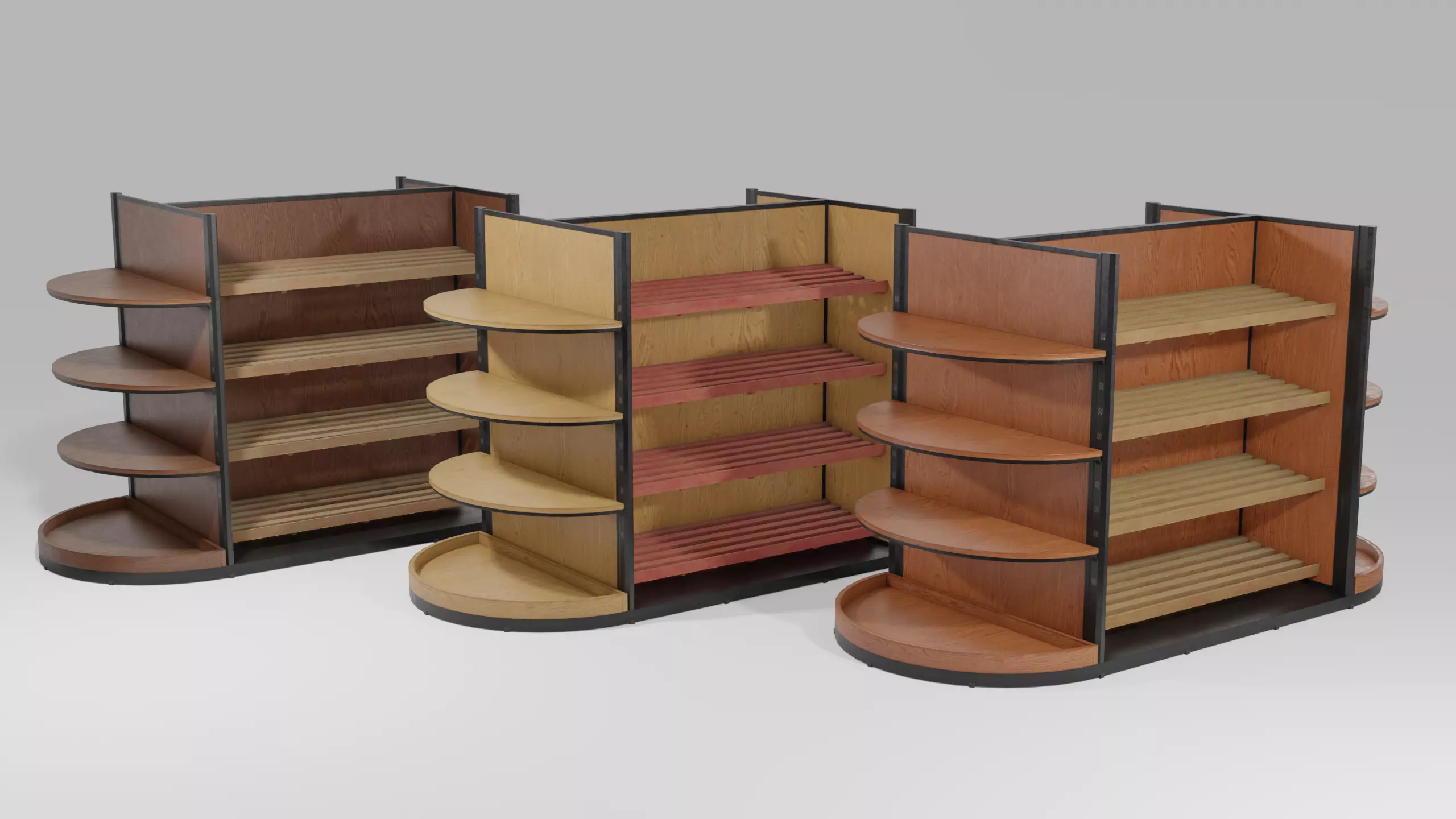 Clean Wood Shelf Low-poly 3D model_0