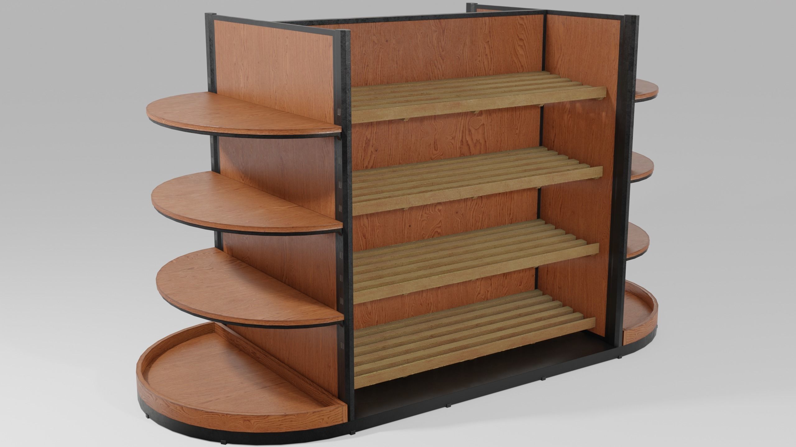 Clean Wood Shelf Low-poly 3D model_2