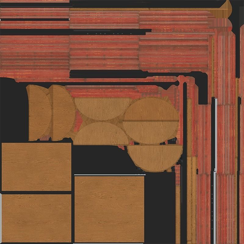 Clean Wood Shelf Low-poly 3D model_8