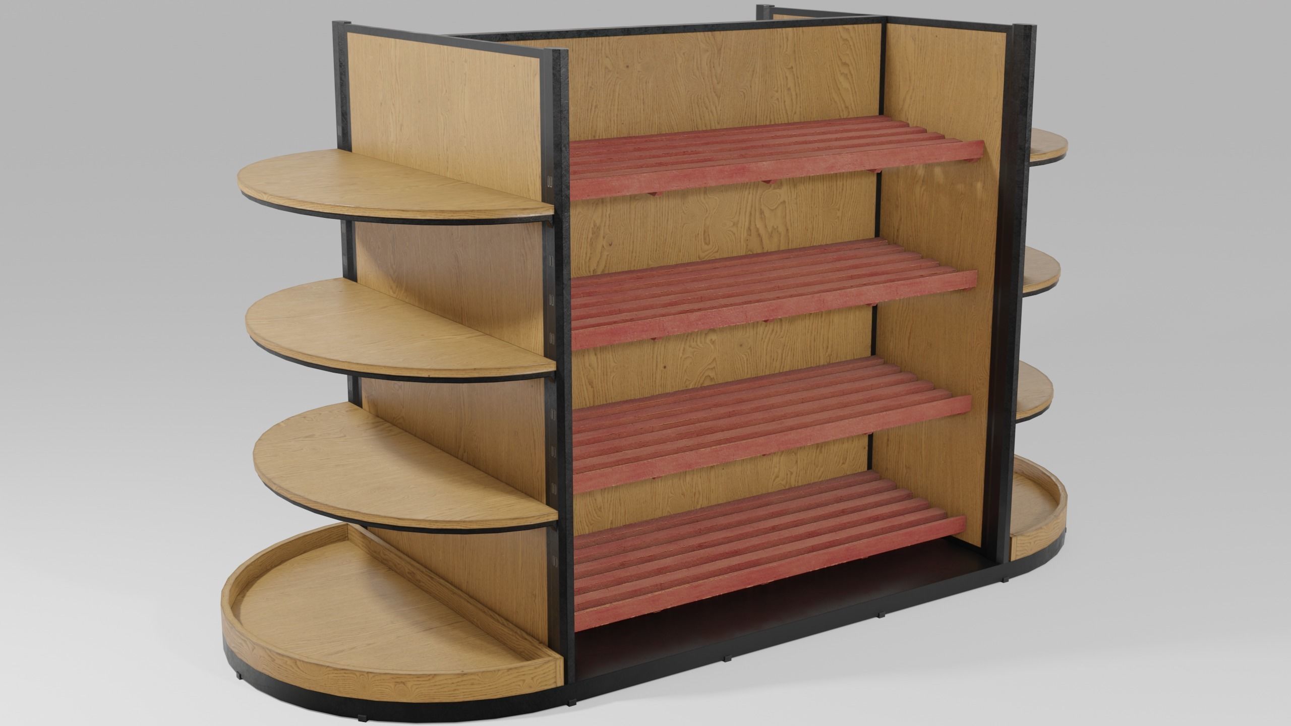 Clean Wood Shelf Low-poly 3D model_1