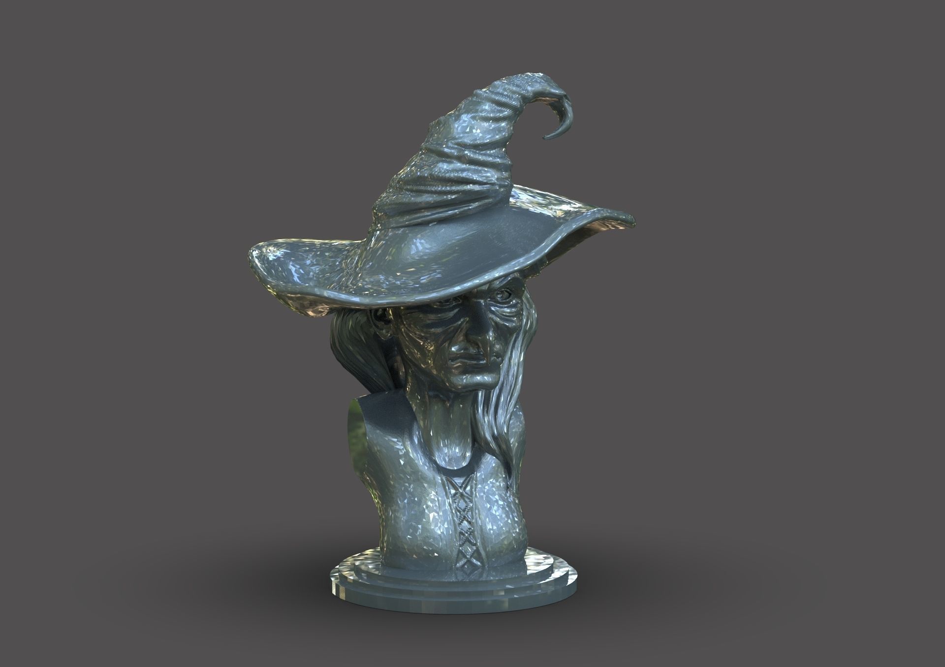 Witch Bust 3D print model_2