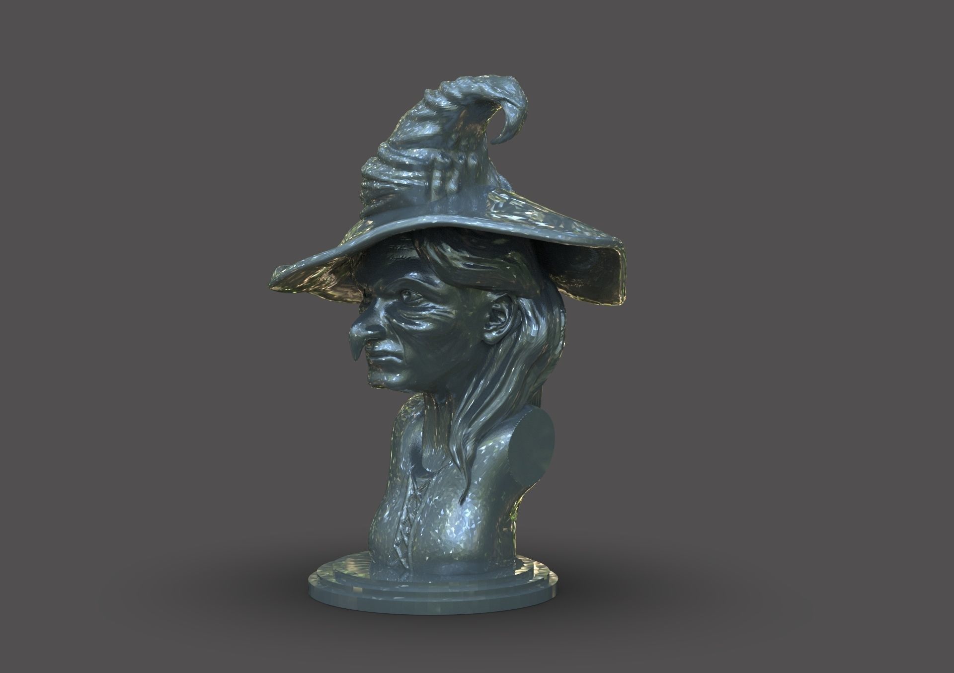 Witch Bust 3D print model_1