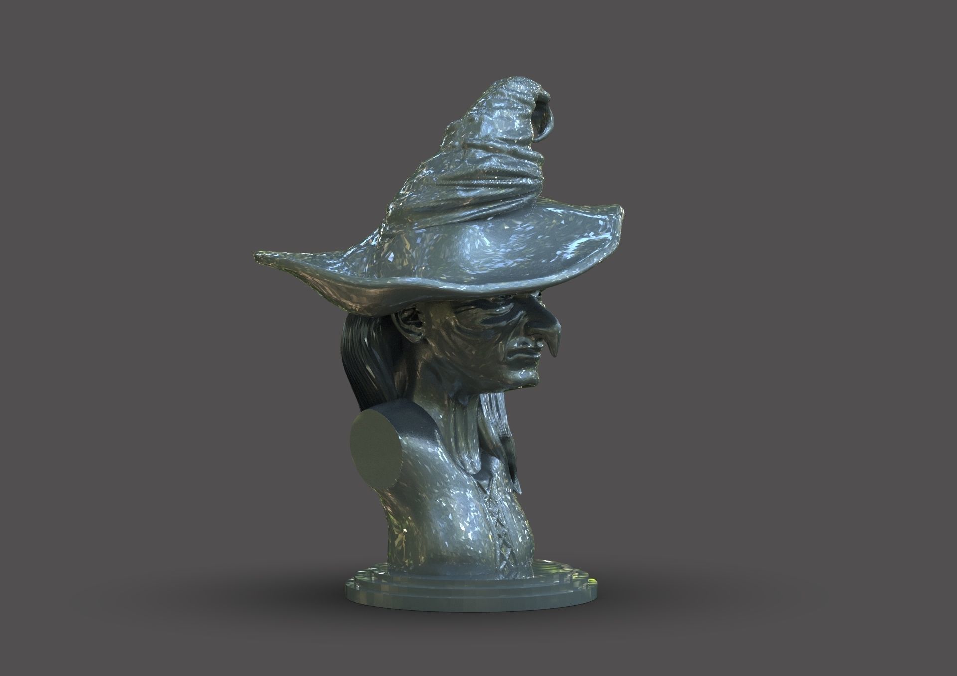 Witch Bust 3D print model_4