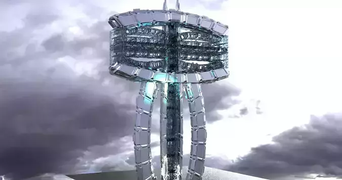 Cyberpunk Elite Tower spire 3D model