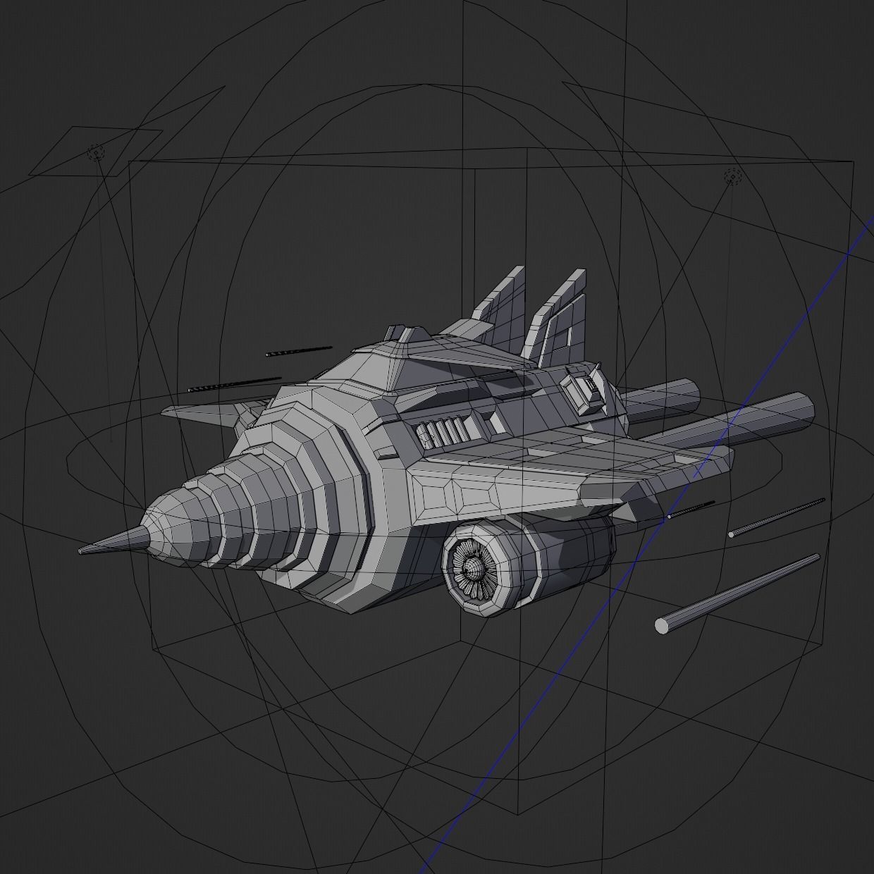 3D Lowpoly Spaceship modelling Low-poly 3D model_7