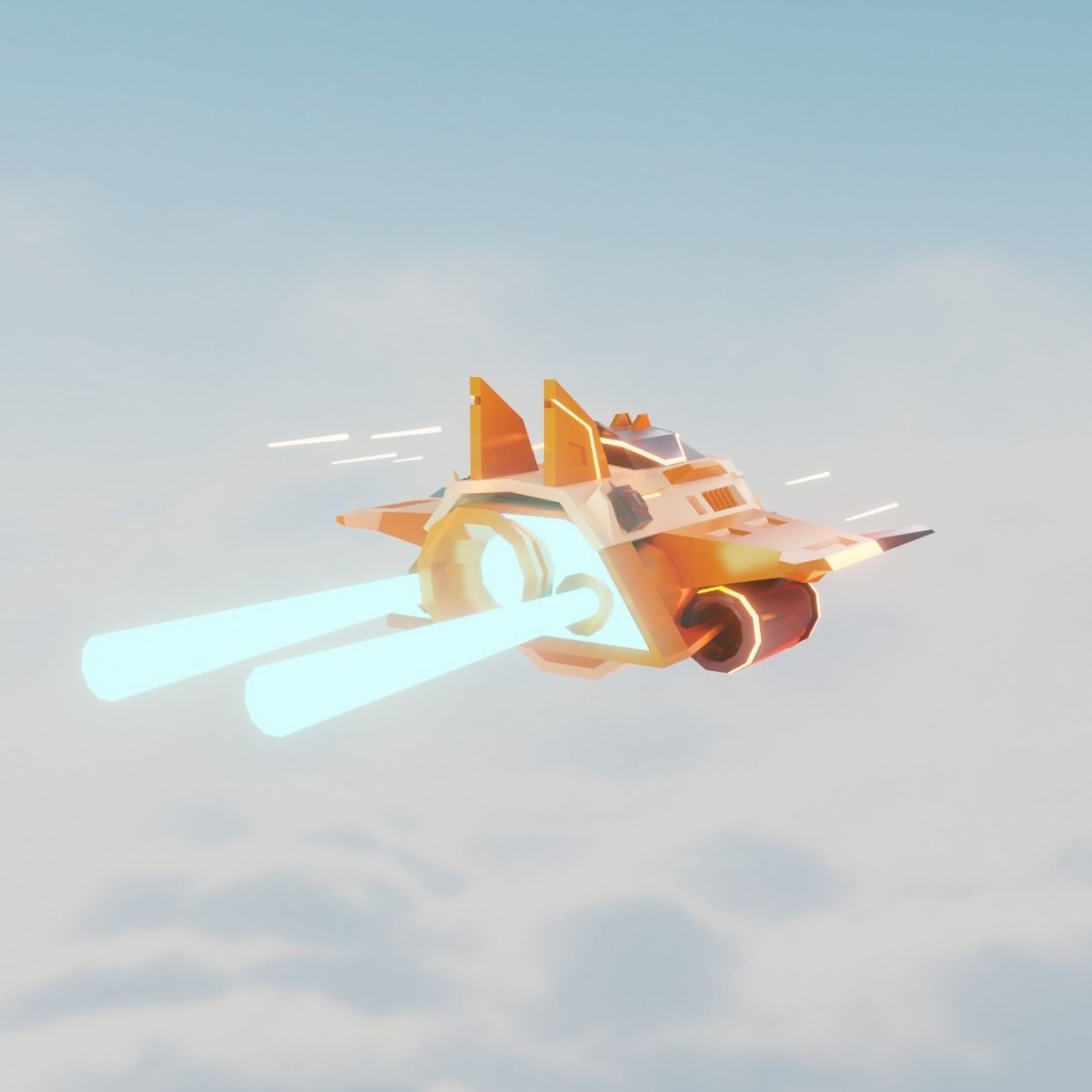3D Lowpoly Spaceship modelling Low-poly 3D model_4