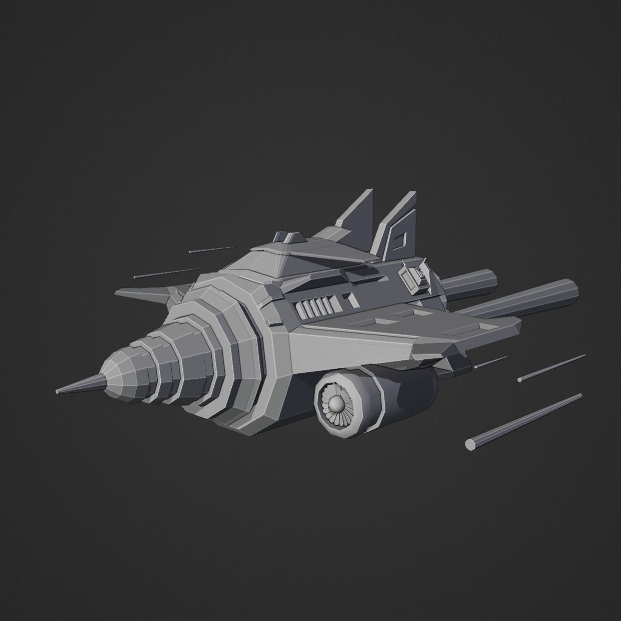 3D Lowpoly Spaceship modelling Low-poly 3D model_6