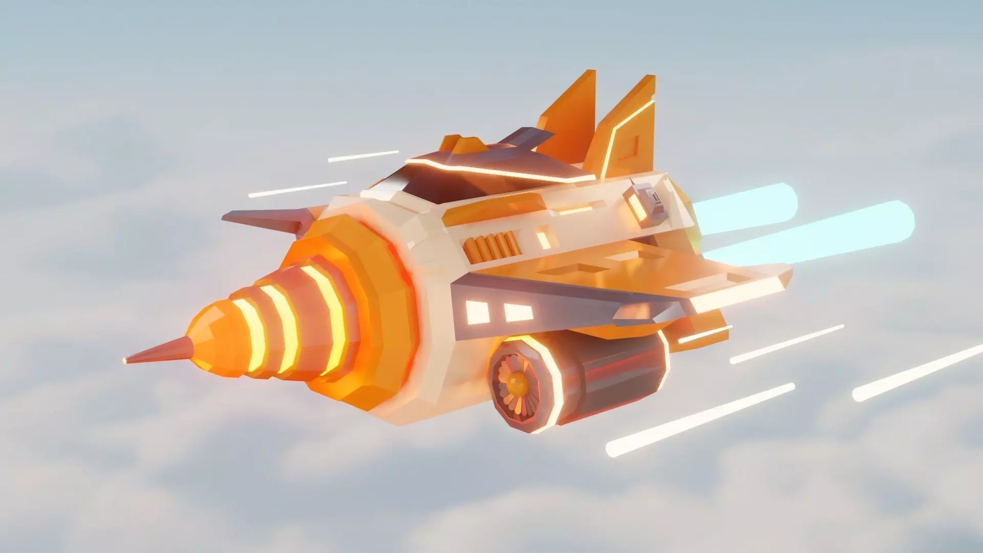 3D Lowpoly Spaceship modelling Low-poly 3D model_0