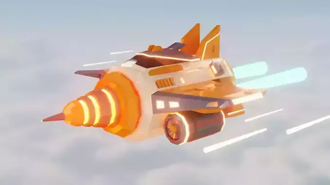 3D Lowpoly Spaceship modelling