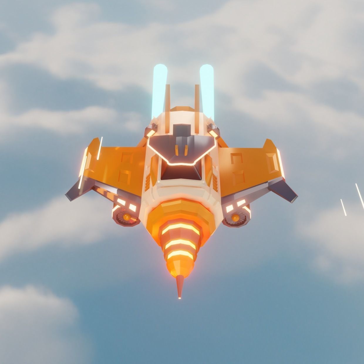 3D Lowpoly Spaceship modelling Low-poly 3D model_2