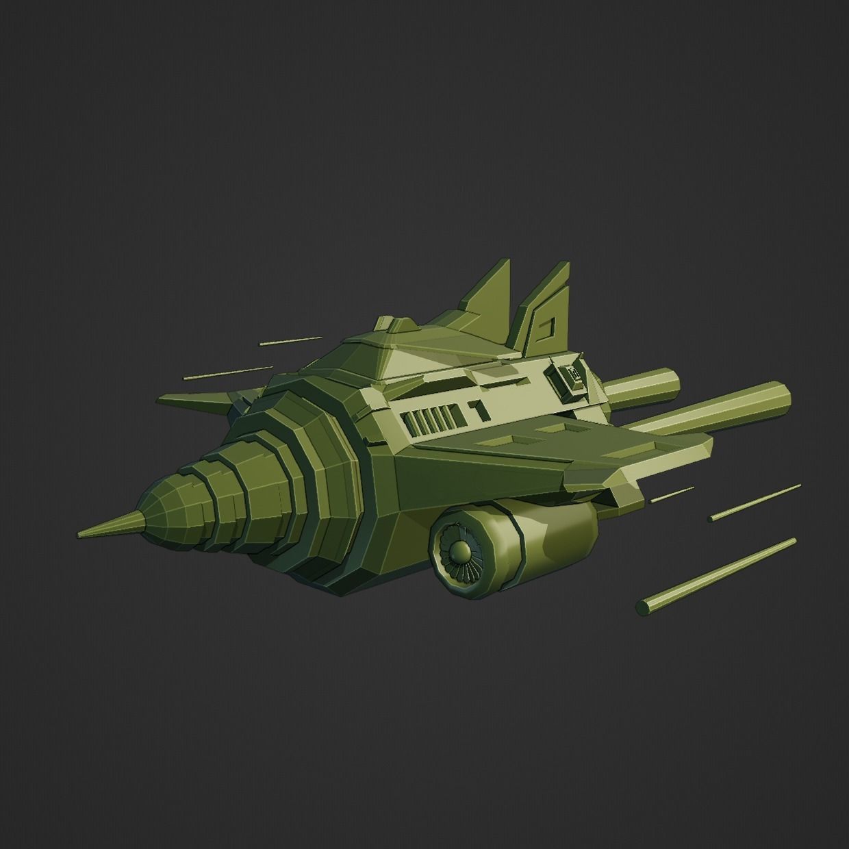 3D Lowpoly Spaceship modelling Low-poly 3D model_8