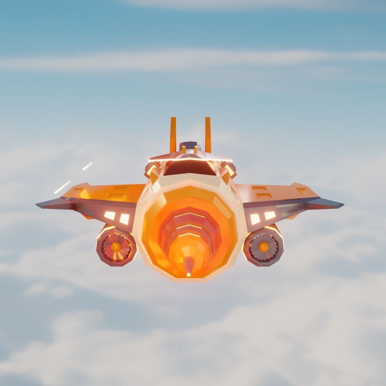 3D Lowpoly Spaceship modelling Low-poly 3D model_3