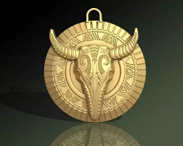 buffalo head skull pendant  3D print model
