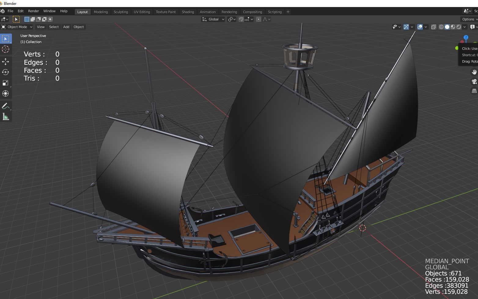 Sailing ship type x 3D model_1