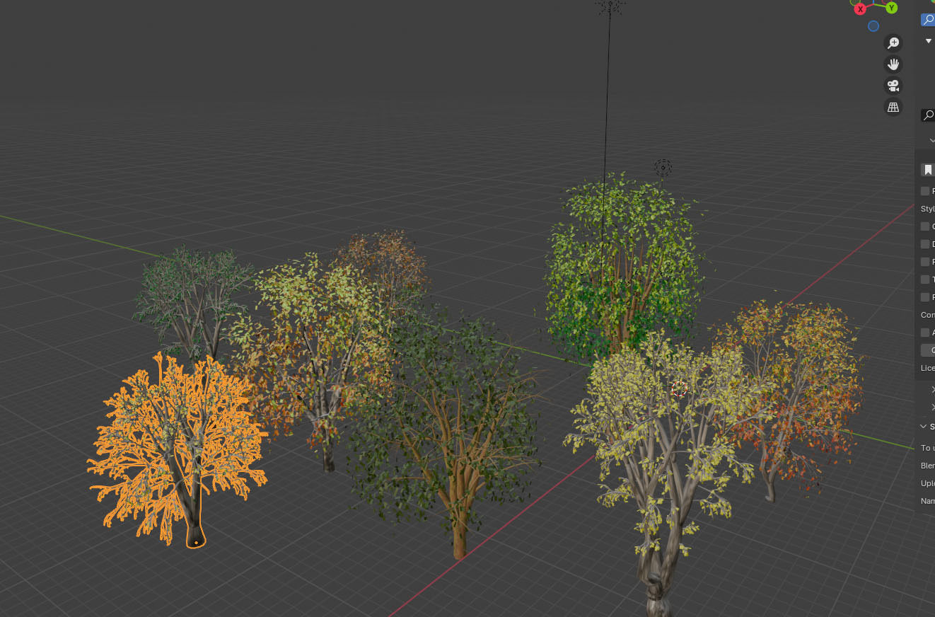Colourful Autumn Trees Low-poly 3D model_1