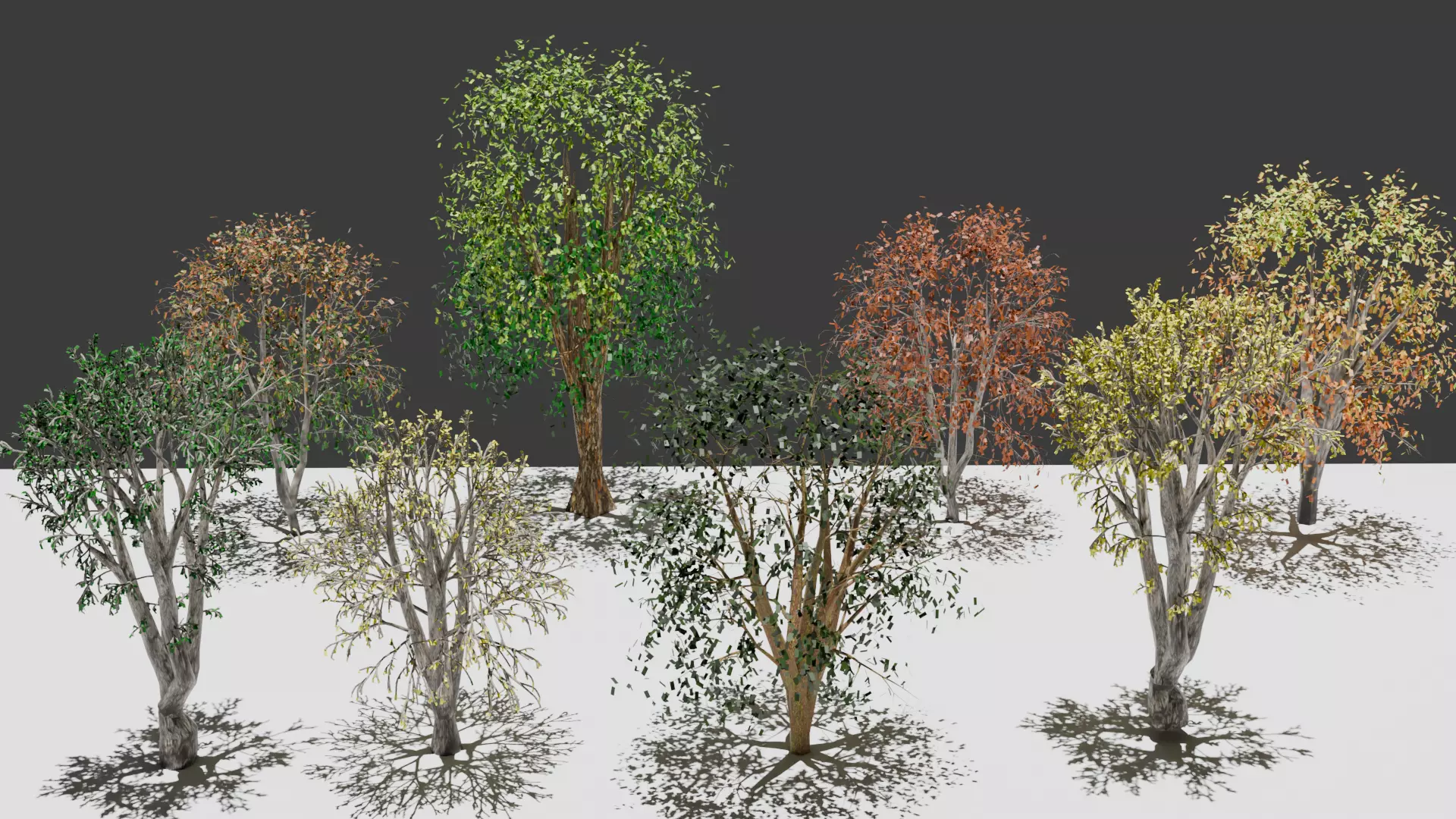 Colourful Autumn Trees Low-poly 3D model_0