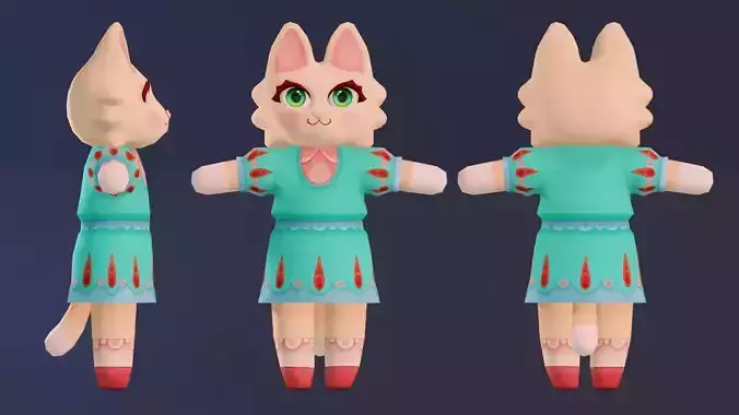 Cute cat model in dress