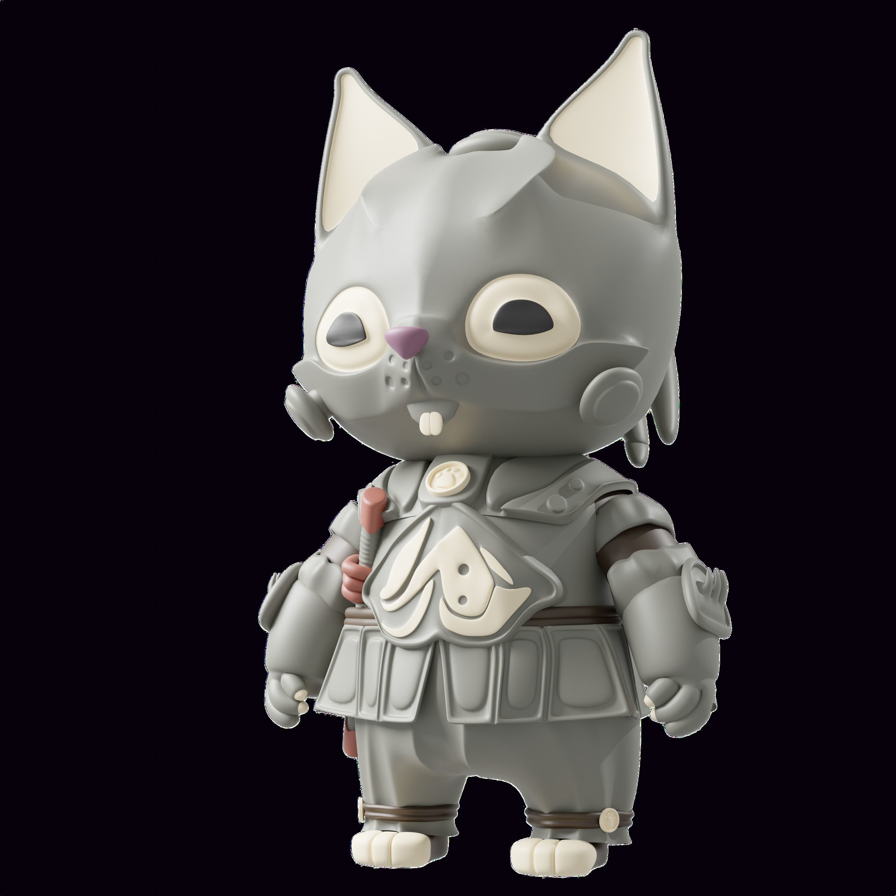 Samurai Super Cats Art Toy Charecters 10 Asset Low-poly 3D model_3